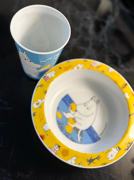 Muumi lasten kulho ja muki