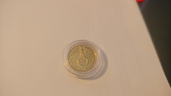 Natsi-saksan 1 Reichspfennig 1939 24k kultaus kolikko