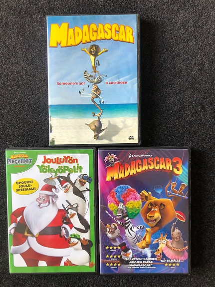 Madagascar DVD-elokuvasetti 3 kpl