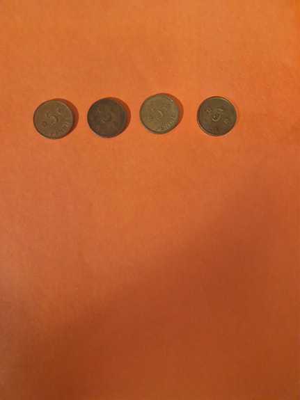 Suomalainen kolikko 5 penniä 1917 + 1920 + 1938 + 1939