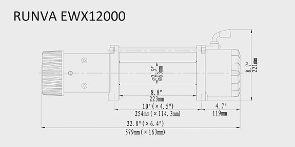 Vinssi Runva 12V 5443kg 12000lbs vaijerilla