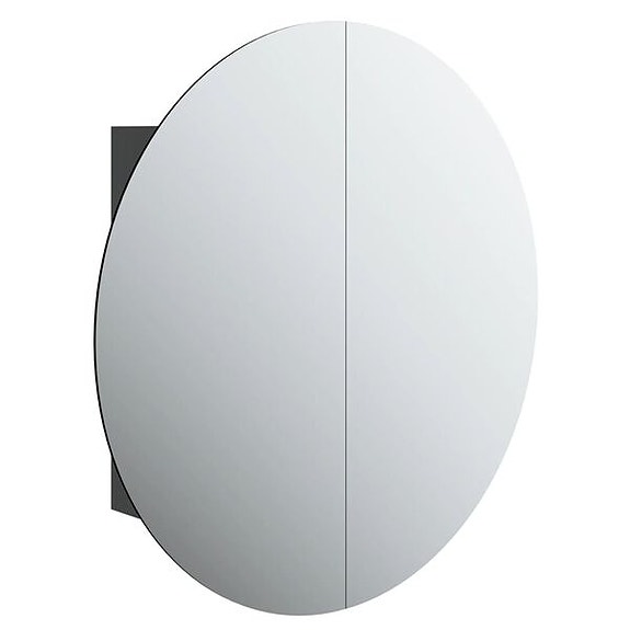 vidaXL Kylpyhuoneen kaappi/pyöreä peili LED-valot musta 54x54x17,5 cm(sku345588