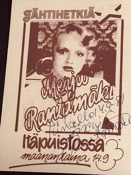 Merja Rantamäki nimikirjoitus mainoksessa