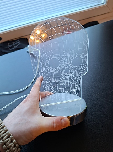 Led pöytävalaisin, Pääkallo