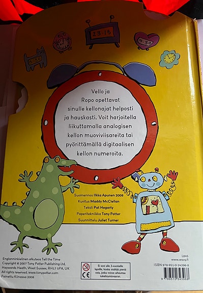 WSOY Velle ja Ropo opettavat kellonajat lastenkirja