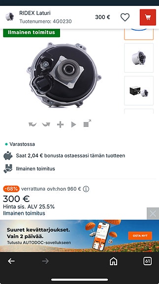 Mercedes Benz 150A laturi uusi