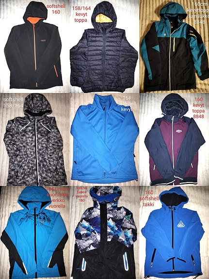 Softshell, kevyttoppa takit ja housut ulkoiluun 158/164