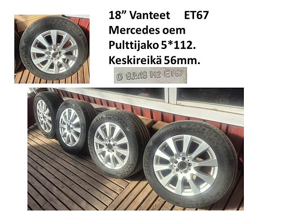 Mercedes Benz R OEM 18" vanteet 5x112 ET67 keskireikä 56 mm
