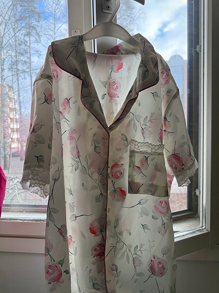 Zara naisten pyjama M kukkakuvio polyesteri