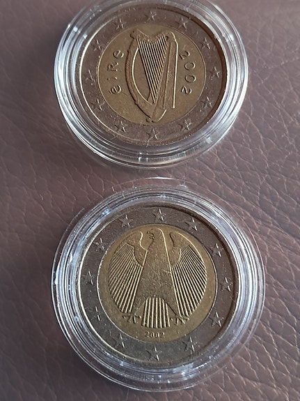 2 euron kolikot Irlanti 2002 ja Saksa 2002