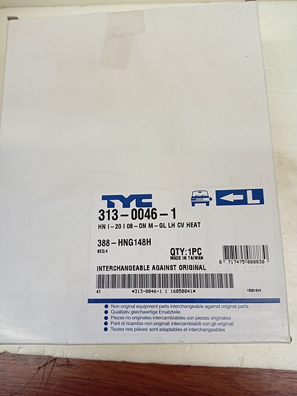 Hyundai I20 sivupeilin lasi oikea
