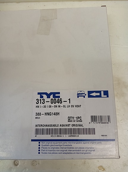 Hyundai I20 sivupeilin lasi vasen