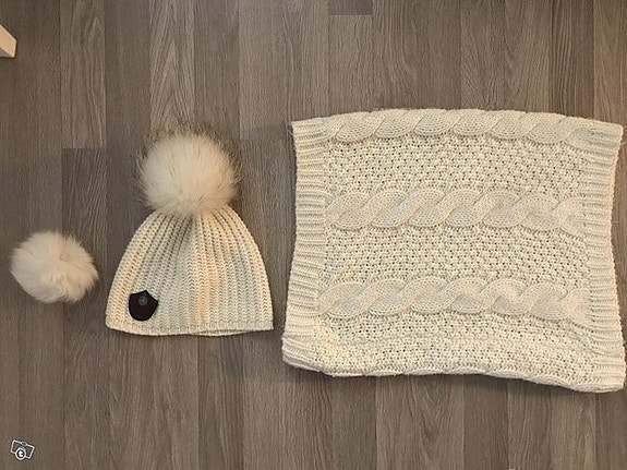 Ugg valkoinen pipo ja kaulatuubi huivi