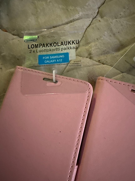 Samsung Galaxy A12 puhelimen kuoret lompakkokotelo vaaleanpunainen