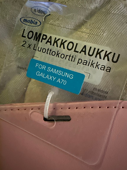 Samsung Galaxy A70 puhelimen lompakkokotelo vaaleanpunainen