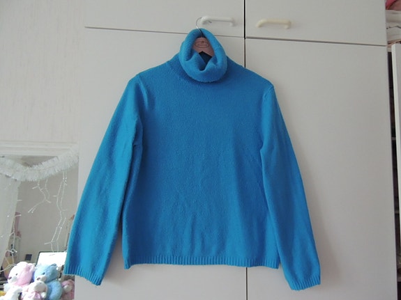 Sininen neulepusero poolo neule S 36