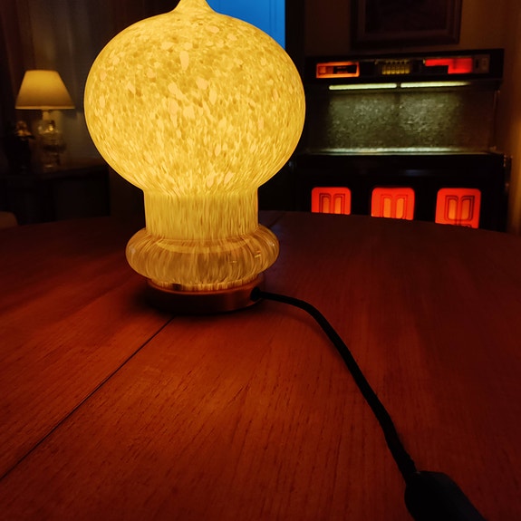 Lasinen vintage/retro pöytävalaisin.Pukenberg