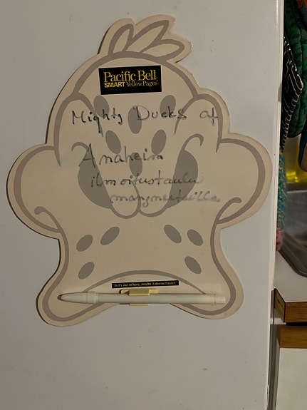 Mighty Ducks muistitaulu magneetilla