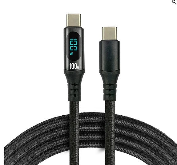 EverActive USB-C Kaapeli, 5A 100W, Sisäänrakennettu näyttö