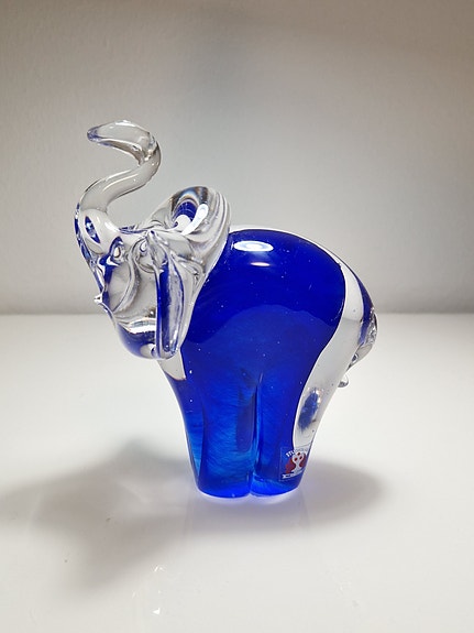 Lasinen norsu figuuri,  Studiolasi, 1977, Finland
