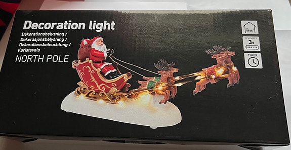 North Pole joulukoriste valaisin joulupukki poroineen