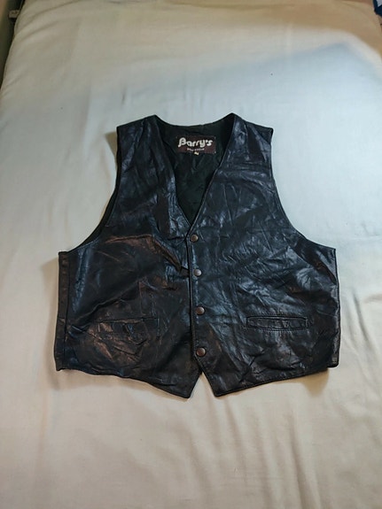 Barry's Sportswear Vintage Tekonahkaliivi - Musta - M (Biker-tyyli)