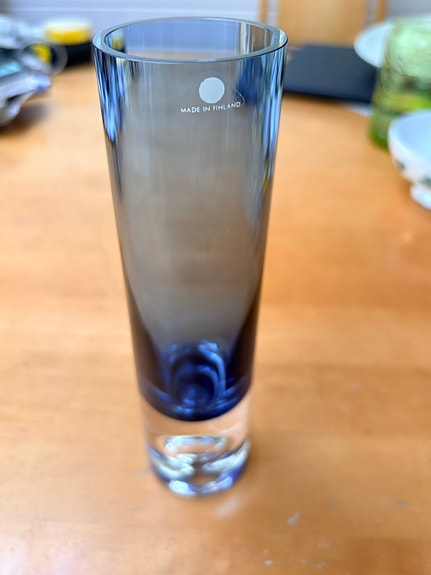 Tapio Wirkkala Iittala kuplamaljakko/lasimaljakko sininen