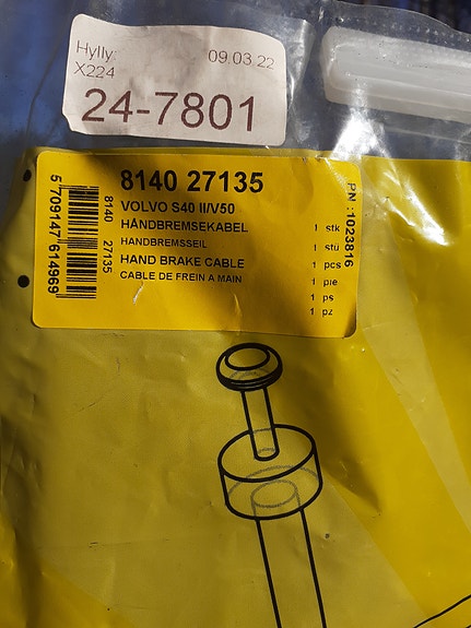 Käsijarruvaijeri Volvo S40