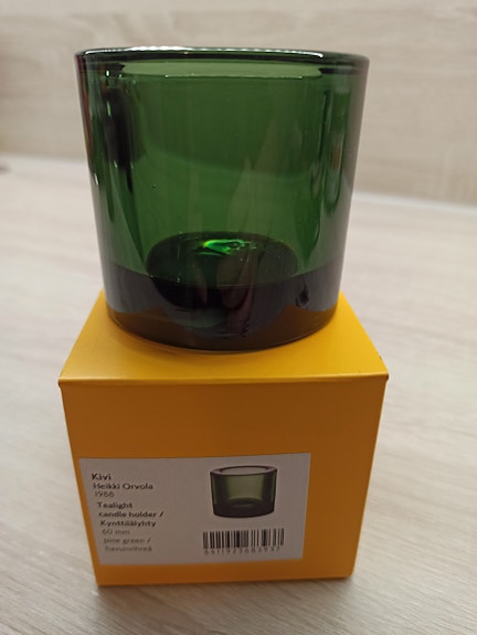 Iittala Kivi tuikkukippo vihreä lasi