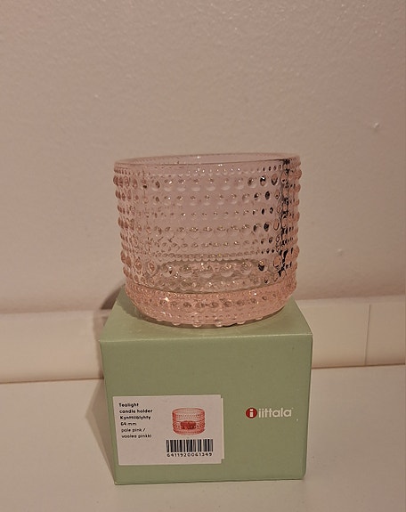 Iittala Kastehelmi tuikkukippo vaaleanpunainen lasi