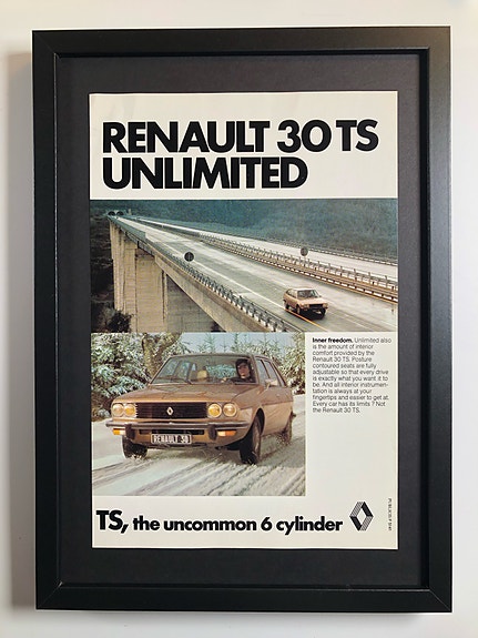 Framed 1978 Vintage Renault 30 TS Original Magazine Advertisement