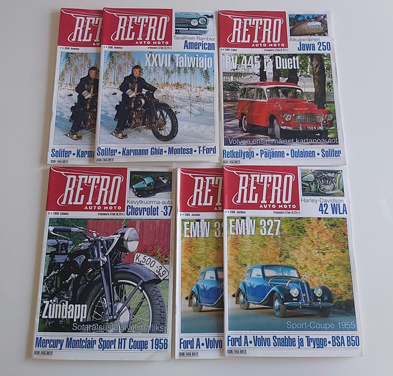 Retro auto moto lehdet v.2000 6 kpl