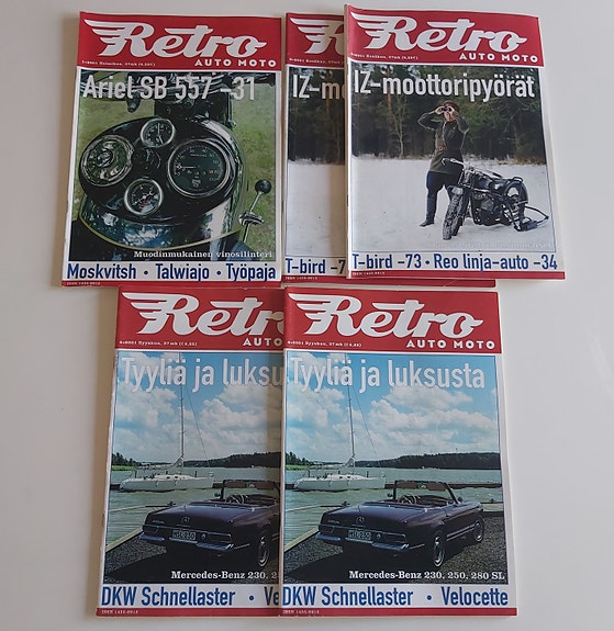 Retro auto moto lehdet v.2001 5 kpl