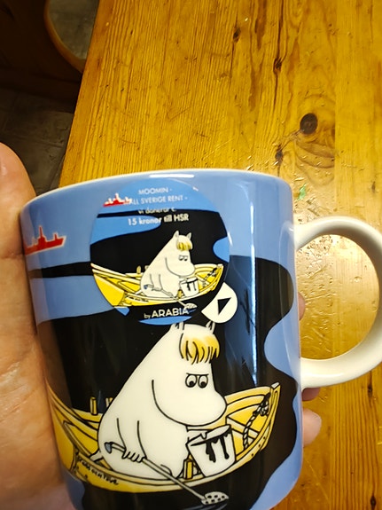 Muumi muki ruotsi sininen tarroilla