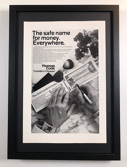 Framed 1977 Vintage Thomas Cook Travellers Cheques Original Magazine Ad
