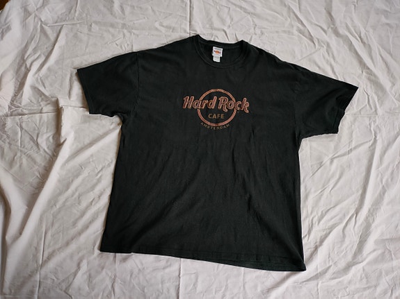 Hard Rock Cafe Amsterdam T-paita keinonahka logolla 3XL