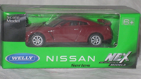 Nissan GT-R R35 Punainen 1:60 Pienoismallu Diecast Welly AVAAMATON rasia