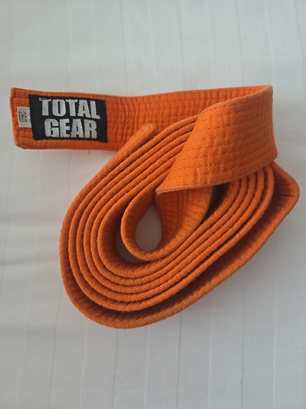 260 cm karate/judo/ju-jutsu/BJJ/jne.
oranssi vyö; Total Gear.
