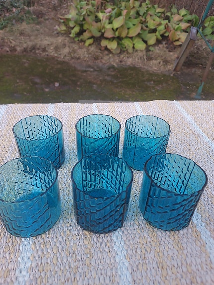 Riihimäen lasi Flindari  snapsilasit 5cl.turkoosi (6kpl.)