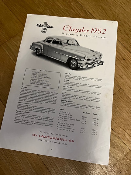 Chrysler 1952 Windsor/Windsor De Luxe- esite