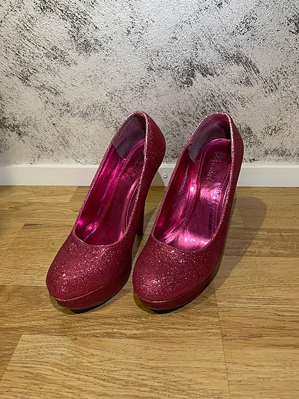 Naisten glitter korkokengät kengät koko 37 pinkki
