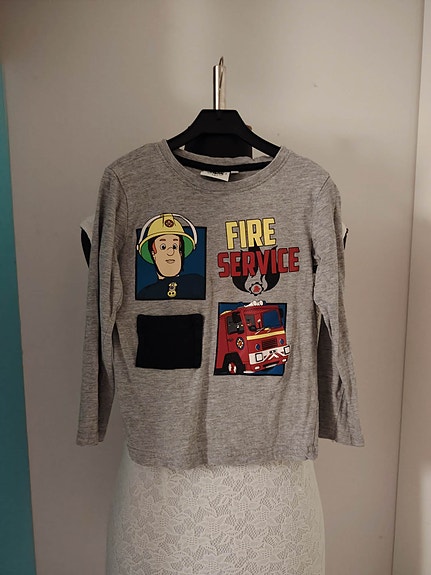 Fireman Sam lasten pitkähihainen paita koko 104 harmaa