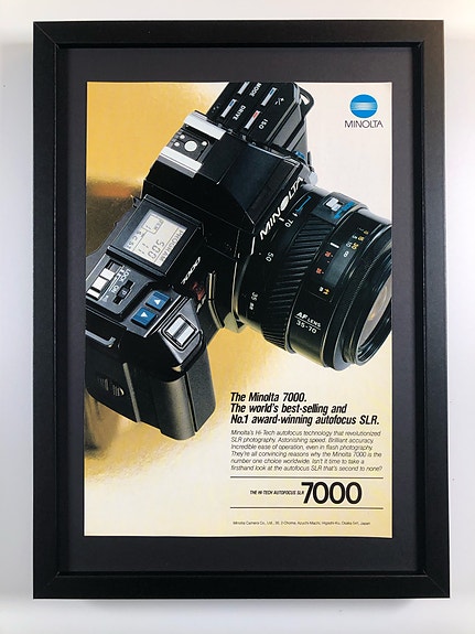Framed 1983 Vintage Minolta 7000 Camera Original Magazine Advertisement