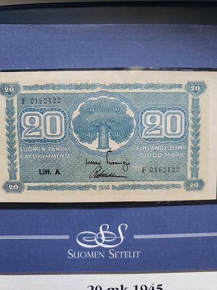 Suomen Pankki 20 markkaa 1945 seteli