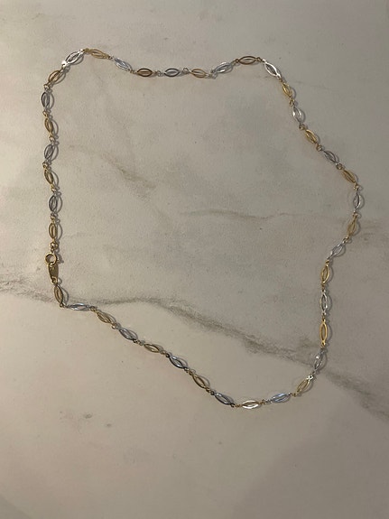 Kultainen-valkokultainen 14k kaulaketju 42cm, Unoaerre