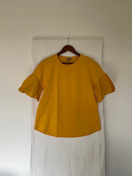 COS yellow shirt sleeve top with sleeve detail - size M