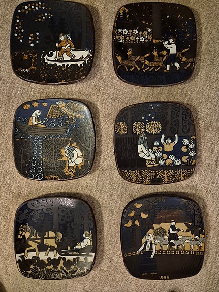 Arabia Kalevala seinälautaset 6 kpl