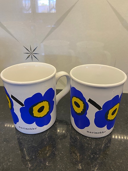 Marimekko mukit sininen unikko vintage