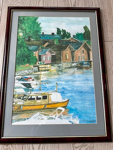 Porvoo vesivärimaalaus / taulu 52x70 cm