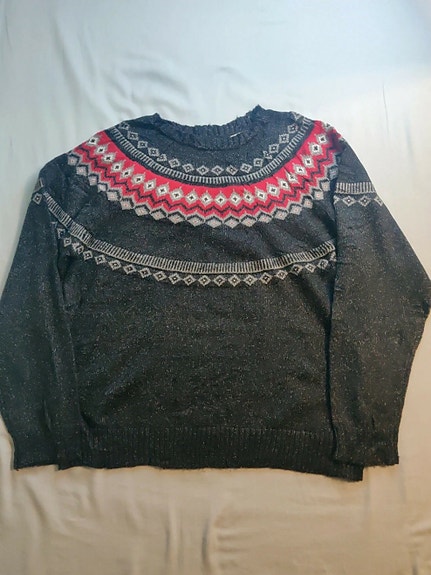 Weatherproof Fair Isle Neule - Harmaa Punainen - M/L